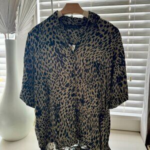 Zara Button Down Animal Print Shirt